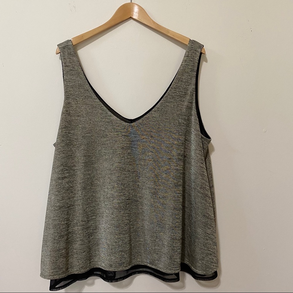 5/25 Torrid 2 Shimmer Tank Mesh Layer V Neck Back